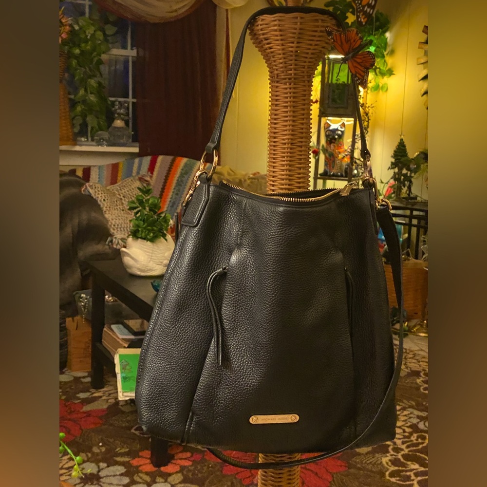 Michael Kors CORINNE Leather LG Shoulder Black Crossbody Handbag